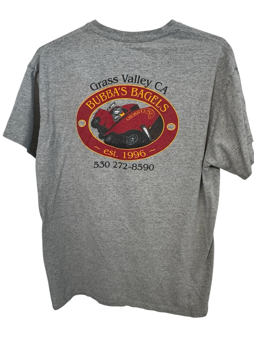 Vintage Bubba’s Bagels Grass Valley CA Gray Men’s L T-Shirt MINTY